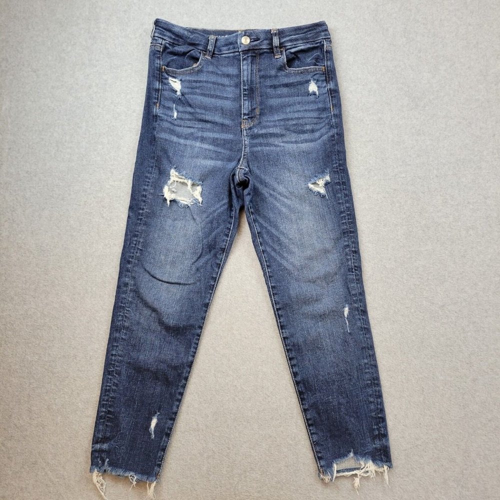 American Eagle Curvy Super Hi Rise Jegging Crop Jeans Blue Womens Size 8 Short